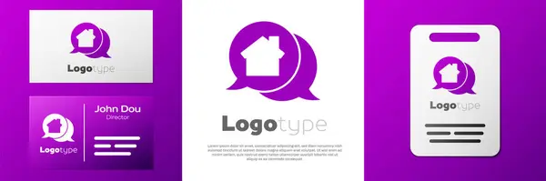 Logotype Real Estate Message House Speech Bubble Εικονίδιο Απομονωμένο Λευκό — Διανυσματικό Αρχείο