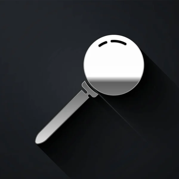 Silver Push Pin Ikona Izolované Černém Pozadí Znamení Připínáčků Dlouhý — Stockový vektor