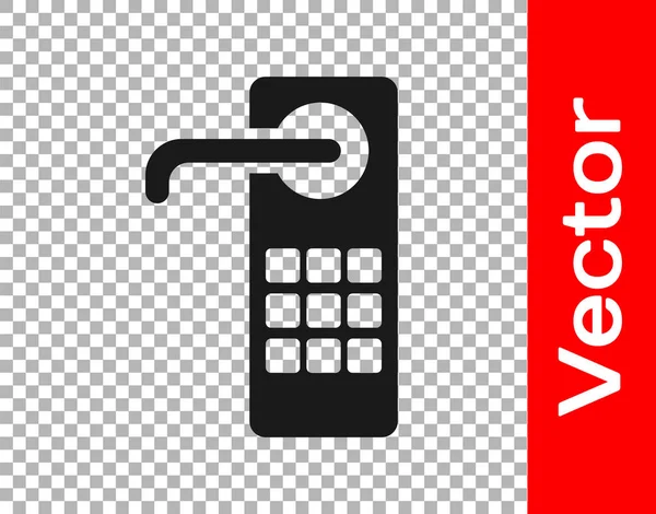 Black Digital Door Lock Wireless Technology Unlock Icon Isolated Transparent — Stock Vector