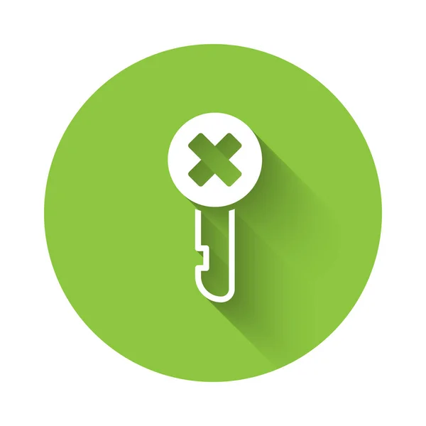 Λευκό Λάθος Εικονίδιο Κλειδιού Απομονωμένο Μεγάλη Σκιά Πράσινο Κουμπί Κύκλου — Διανυσματικό Αρχείο