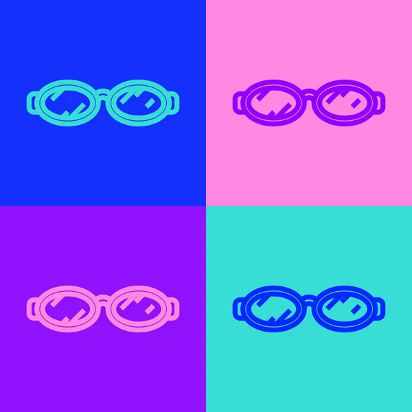 Pop Art Ligne Lunettes Pour Icône Natation Isolé Sur Fond — Image vectorielle