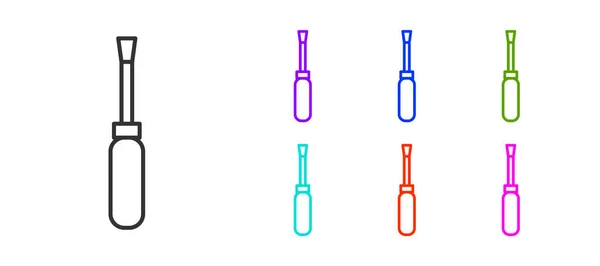 Μαύρη Γραμμή Screwdriver Εικονίδιο Απομονώνονται Λευκό Φόντο Σύμβολο Εργαλείου Υπηρεσίας — Διανυσματικό Αρχείο