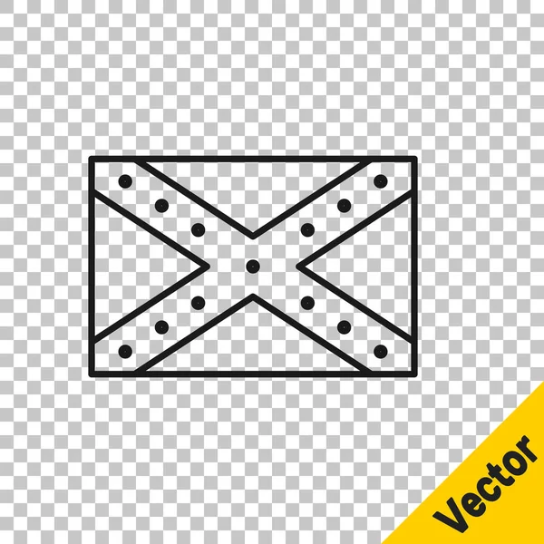 Línea Negra Bandera Nacional Los Estados Confederados América Icono Aislado — Vector de stock