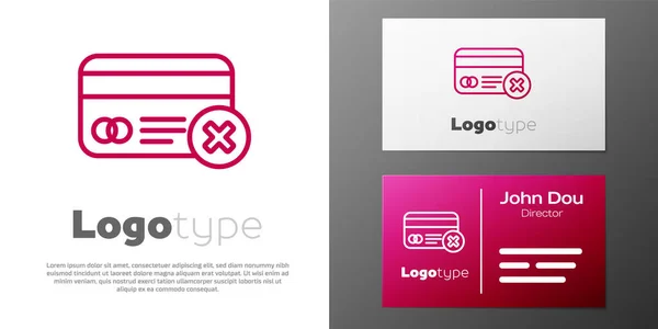 Logotype Line Tarjeta Crédito Eliminar Icono Aislado Sobre Fondo Blanco — Vector de stock