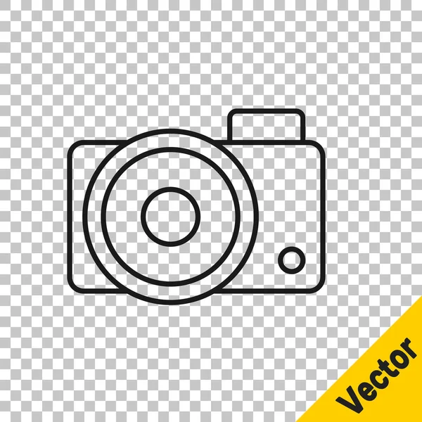 Черная Линия Фото Камера Значок Изолирован Прозрачном Фоне Значок Фотокамеры — стоковый вектор