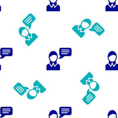 Mavi Konuşma baloncuğu sohbet simgesi beyaz arkaplandaki kusursuz deseni izole etti. İleti simgesi. İletişim ya da yorum sohbet sembolü. Vektör