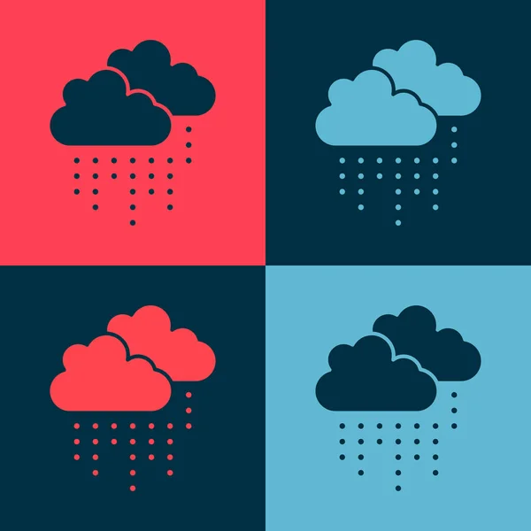 Pop-Art-Wolke mit Regensymbol isoliert auf farbigem Hintergrund. Regenwolken mit Regentropfen. Vektor — Stockvektor