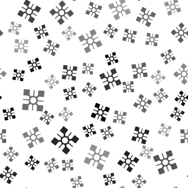 Das schwarze Schneeflockensymbol isoliert nahtlose Muster auf weißem Hintergrund. Vektor — Stockvektor