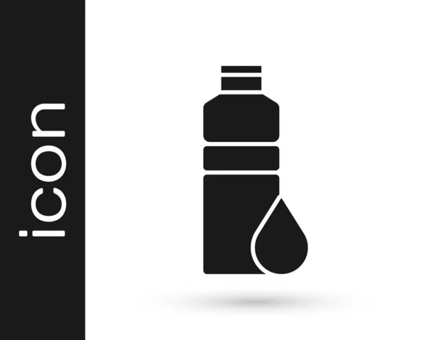 Black Fitness shaker ícone isolado no fundo branco. Garrafa de shaker esportivo com tampa para coquetéis de água e proteína. Vetor —  Vetores de Stock