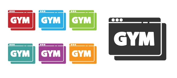 Ícone de fitness e treinamento online preto isolado em fundo branco. Definir ícones coloridos. Vetor —  Vetores de Stock