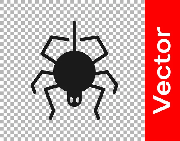 Black Spider icon isolated on transparent background. Happy Halloween party. Vector — Stock Vector