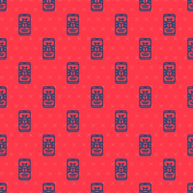 Mobil simgedeki mavi çizgi sistem hatası kırmızı arkaplanda izole edilmiş. Kod hatası konsepti. Sistemde hata var. Böcek araması. Vektör