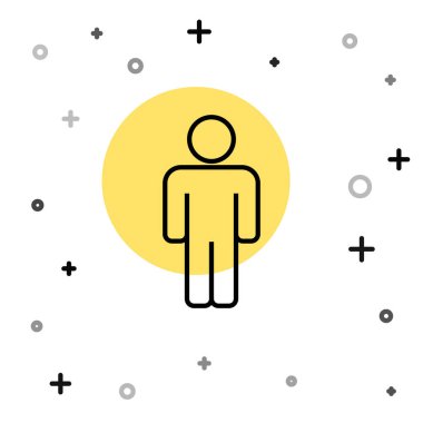 Beyaz arkaplanda siyah çizgi simge kullanıcısı izole edildi. İş simgesi kullanıcı profili simgesi simgesi. Erkek kullanıcı işareti. Rastgele dinamik şekiller. Vektör