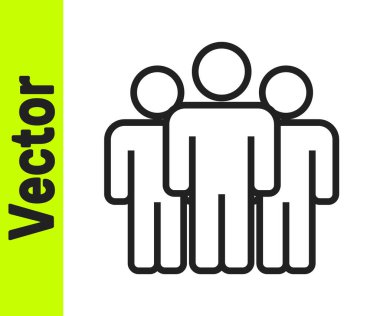 Siyah çizgi kullanıcı grubu simgesi beyaz arkaplanda izole edildi. Bir grup insan ikonu. İş simgesi - kullanıcı profili simgesi. Vektör