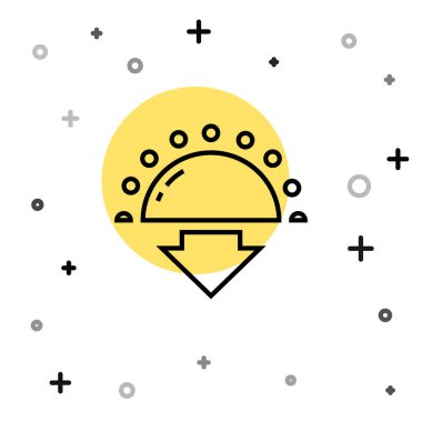 Siyah çizgi Sunset simgesi beyaz arkaplanda izole edildi. Rastgele dinamik şekiller. Vektör