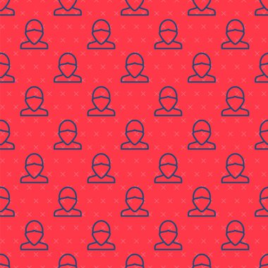 Mavi çizgi Vandal simgesi kırmızı arkaplanda izole edilmiş. Vektör