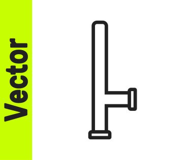 Siyah çizgi polis kauçuk çubuk simgesi beyaz arka planda izole edildi. Kauçuk copu. Polis yarasası. Polis ekipmanları. Vektör