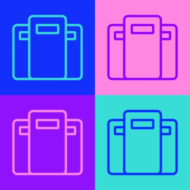 Pop Art Line Polis saldırı kalkanı ikonu renk arkaplanında izole edildi. Vektör