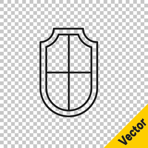 Icono Black line Shield aislado sobre fondo transparente. Señal de guardia. Seguridad, seguridad, protección, concepto de privacidad. Vector — Vector de stock