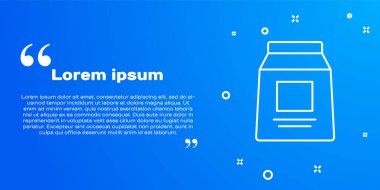 Beyaz çizgi sporu, vücut geliştirme, protein enerji içeceği ve mavi arka planda izole edilmiş yiyecek ikonu. Vektör