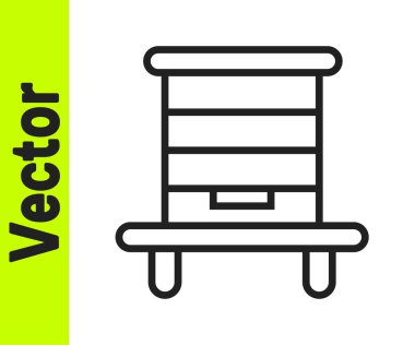 Beyaz arka planda izole edilmiş siyah çizgi arı kovanı simgesi. Arı kovanı sembolü. Apiary ve arı yetiştiriciliği. Tatlı doğal yemek. Vektör