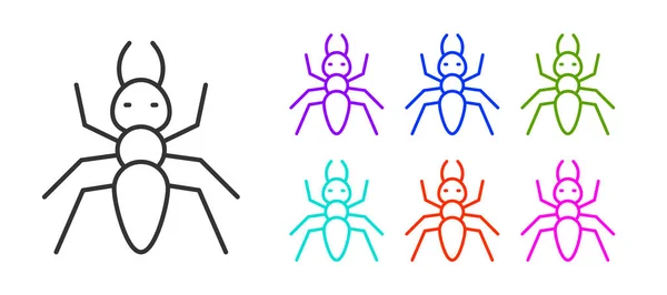 Black line Ant icon isolated on white background. Set icons colorful. Vector — Stock Vector