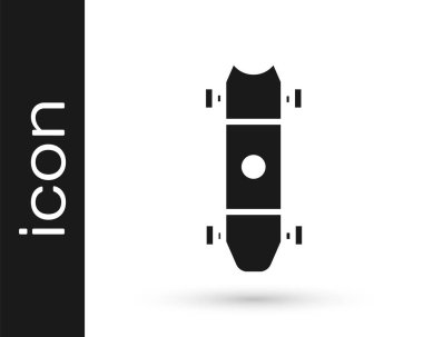 Gri uzun tahta ya da kaykay kruvazörü ikonu beyaz arka planda izole edildi. Olağanüstü bir spor. Spor malzemeleri. Vektör İllüstrasyonu