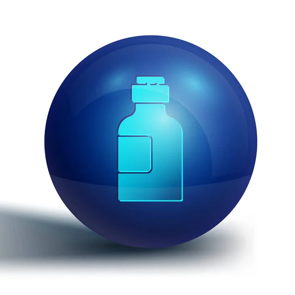 Azul Frasco de jarabe de medicina icono aislado sobre fondo blanco. Botón círculo azul. Ilustración vectorial — Vector de stock