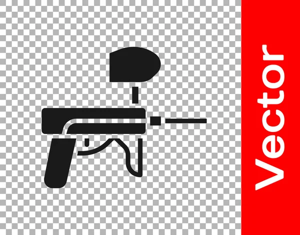 Ícone de pistola de Paintball preto isolado em fundo transparente. Ilustração vetorial — Vetor de Stock