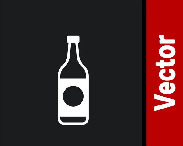 Ícone de garrafa de cerveja branca isolado no fundo preto. Ilustração vetorial —  Vetores de Stock