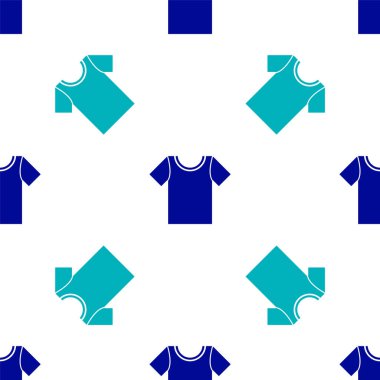 Mavi tişört ikonu beyaz arkaplanda izole edilmiş kusursuz desen. Vektör İllüstrasyonu