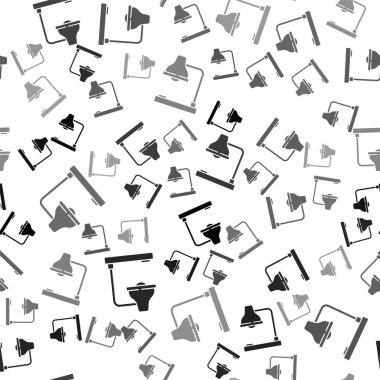 Siyah masa lambası simgesi beyaz arkaplanda izole edilmiş pürüzsüz desen. Ofis lambası. Vektör İllüstrasyonu