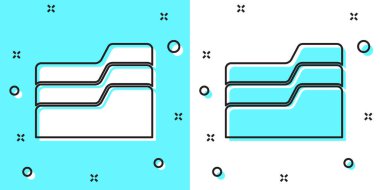 Yeşil ve beyaz arkaplanda siyah çizgi dosya simgesi izole edildi. Muhasebe klasörü sembolü. Muhasebe yönetimi. Rastgele dinamik şekiller. Vektör İllüstrasyonu