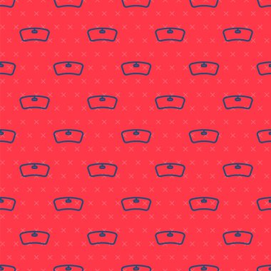 Mavi çizgili ön cam simgesi kırmızı arkaplanda izole edilmiş. Vektör İllüstrasyonu