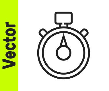 Siyah çizgi Stopwatch simgesi beyaz arkaplanda izole edildi. Zaman göstergesi. Kronometre işareti. Vektör İllüstrasyonu