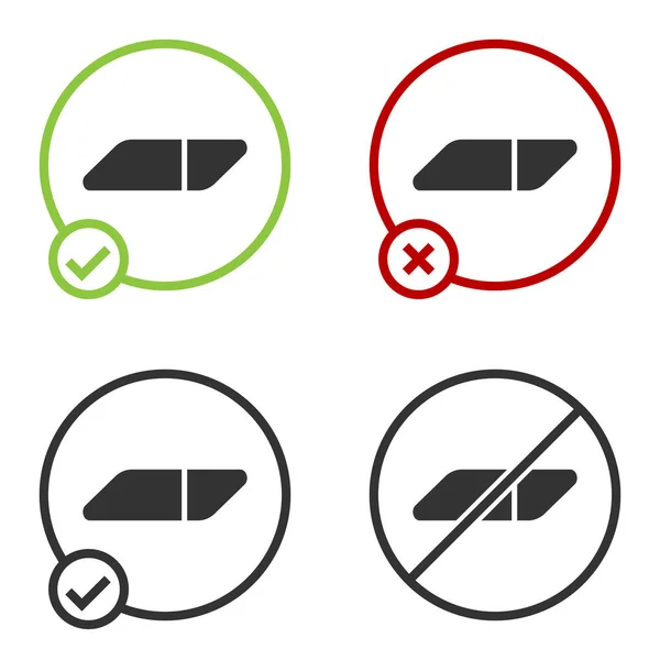 Černý guma nebo gumové ikony izolované na bílém pozadí. Kruhové tlačítko. Vektorová ilustrace — Stockový vektor