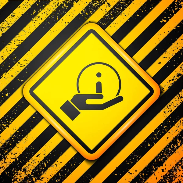 Black Information icon isolated on yellow background. Warning sign. Vector Illustration — Stock Vector