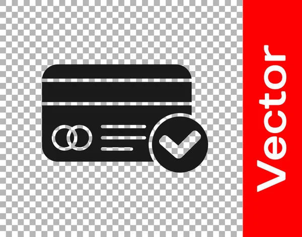 Icono de tarjeta de crédito negro aislado sobre fondo transparente. Pago en línea. Retiro de efectivo. Operaciones financieras. Señal de compra. Ilustración vectorial — Vector de stock