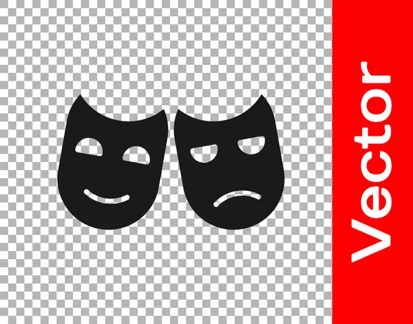 Черная комедия и трагическая икона в театральных масках выделены на прозрачном фоне. Векторная миграция — стоковый вектор