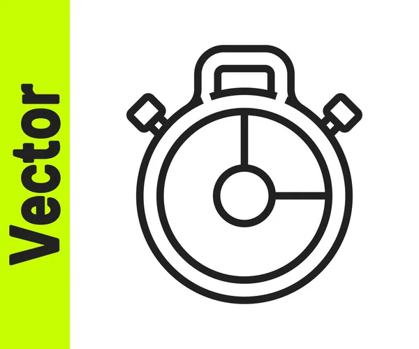 Schwarze Linie Stoppuhr Symbol isoliert auf weißem Hintergrund. Zeitzeichen. Chronometerzeichen. Vektorillustration — Stockvektor