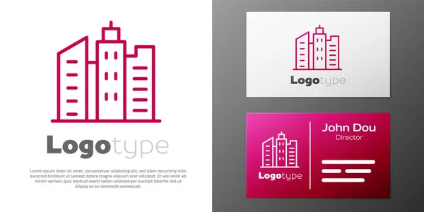 Logotyp-Linie City Landschaft Symbol isoliert auf weißem Hintergrund. Metropolis Architektur Panoramalandschaft. Logo-Design-Vorlage Element. Vektorillustration — Stockvektor