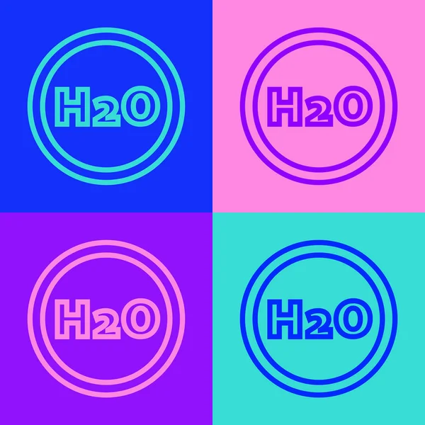 Línea Pop art Fórmula química para gotas de agua Icono en forma de H2O aislado sobre fondo de color. Ilustración vectorial — Archivo Imágenes Vectoriales