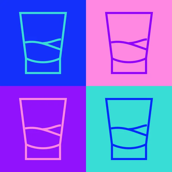 Pop art line Glass of vodka icon isolated on color background. Vector Illustration — Stock Vector