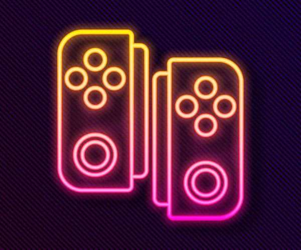 Línea de neón brillante Icono de Gamepad aislado sobre fondo negro. Controlador de juego. Ilustración vectorial — Vector de stock