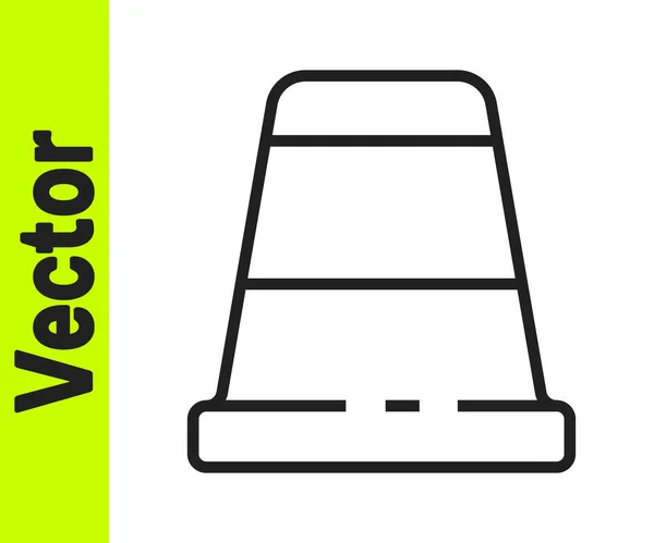 Schwarze Linie Fingerhut zum Nähen Symbol isoliert auf weißem Hintergrund. Vektorillustration — Stockvektor