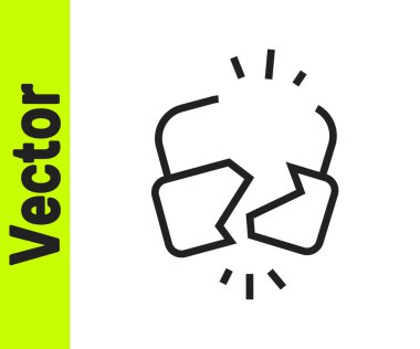 Kırılmış ya da kırılmış kilit simgesi beyaz arkaplanda izole edilmiş. Kilidi aç işareti. Vektör İllüstrasyonu