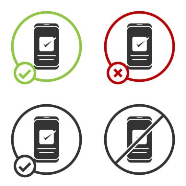 Siyah Akıllı Telefon, beyaz arkaplanda izole edilmiş bir cep telefonu simgesi. Çember düğmesi. Vektör