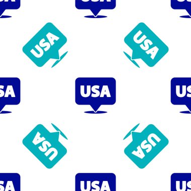 Mavi ABD Bağımsızlık Günü simgesi beyaz arka planda izole edilmiş kusursuz desen. 4 Temmuz. Amerika Birleşik Devletleri ülkesi. Vektör