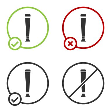 Siyah Polis kauçuk çubuk simgesi beyaz arkaplanda izole edildi. Kauçuk copu. Polis yarasası. Polis ekipmanları. Çember düğmesi. Vektör