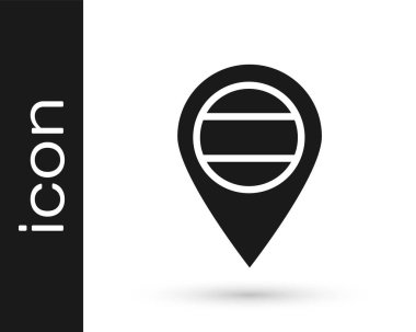 Rusya 'nın siyah konumu simgesi beyaz arkaplanda izole edildi. Navigasyon, işaret, konum, harita, GPS, yön, yer, pusula, arama konsepti. Vektör